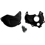 Polisport Clutch & Ignition Cover Protectors For Yamaha YZF250 2015-2018 Black