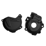Polisport Clutch & Ignition Cover Protectors For KTM SXF 250/350 2013-2015, Husqvarna FC 250/350 2014-2015 Black
