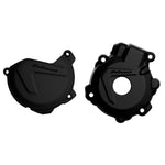 Polisport Clutch & Ignition Cover Protectors For KTM EXC-F 250/350 2014-2016, Husqvarna FE 250/350 2014-2016 Black