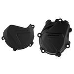 Polisport Clutch & Ignition Cover Protectors For KTM SXF450 & Husqvarna FC450 2016-2022 Black