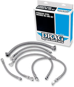 Drag Specialties Stainless Steel Braided Oil Line Kit For Harley Davidson FLST 1340 1987-1989 - Chrome