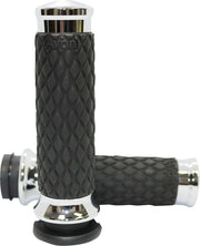 Avon Grips Diamond Contour Grips For Harley Davidson FLDE 1750 2018-2019 - Black Chrome