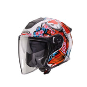 Caberg Flyon II Koi Open Face Motorcycle Helmet - White/Red/Orange