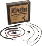 Burly Cable Line Kit for Ape Hanger Handlebars For Harley Davidson FLHT 1750 2020 38cm (15") - Black
