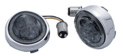 Ciro Fang Front Turn Signal Light Inserts For Harley Davidson FLD 1690 2012-2013 Chrome Smoke
