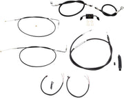 LA Choppers Complete Black Vinyl Braided Handlebar Cable/Brake Hose Kit ABS For Harley Davidson XL1200C 2014-2019 Standard - Black/Clear-Coated