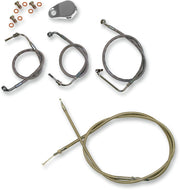 LA Choppers Standard Stainless Braided Handlebar Cable/Brake Hose Kit For Harley Davidson FLHR 1690 2014-2015 30.5 cm - 35.5 cm (12" - 14") - Clear-Coated