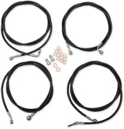 LA Choppers Standard Black Vinyl Handlebar Cable/Brake Hose Kit For Harley Davidson FLHR 1750 2017-2019 30.5 cm - 35.5 cm (12" - 14") - Black