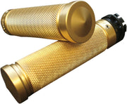 Accutronix Brass Knurled Custom Grips For Harley Davidson FLD 1690 2012-2013 Diamond Knurled - Polished