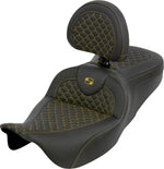 Saddlemen Dragon Scale Stitch Standard RoadSofa Seat For Harley Davidson FLH 1868 ABS 2021 Dragon Stitch/Gripper - Black/Gold