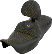 Saddlemen Dragon Scale Stitch Standard RoadSofa Seat For Harley Davidson FLH 1868 ABS 2021 Dragon Stitch/Gripper - Black/Gold