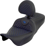 Saddlemen Dragon Scale Stitch Standard RoadSofa Seat For Harley Davidson FLH 1868 ABS 2021 Dragon Stitch/Gripper - Black/Blue