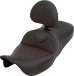 Saddlemen Dragon Scale Stitch Standard RoadSofa Seat For Harley Davidson FLH 1868 ABS 2021 Dragon Stitch/Gripper - Black/Red