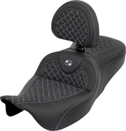 Saddlemen Dragon Scale Stitch Standard RoadSofa Seat For Harley Davidson FLH 1868 ABS 2021 Dragon Stitch/Gripper - Black/Silver