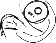 LA Choppers Complete Alternate Length Midnight Braided Handlebar Cable/Brake Hose Kit For Harley Davidson FLDE 1750 ABS 2018-2020 38 cm - 43 cm (15" - 17") - Black/Clear-Coated