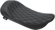 Drag Specialties EZ-On Mount Low-Profile Double Diamond Solo Seat For Harley Davidson FLHR 1340 1997-1998 - Black Silver