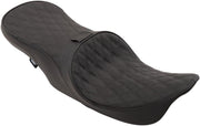 Drag Specialties Forward Positioned 2 Up Low Profile Double Diamond Touring Leather Seat For Harley Davidson FLHR 1340 1997-1998 - Black