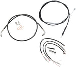 LA Choppers Complete Black Vinyl Braided Handlebar Cable/Brake Hose Kit Non-ABS For Harley Davidson FLDE 1750 ABS 2018-2020 38 cm - 43 cm (15" - 17") - Black/Clear-Coated