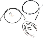 LA Choppers Complete Black Vinyl Braided Handlebar Cable/Brake Hose Kit For Harley Davidson FLDE 1750 ABS 2018-2020 30.5 cm - 35.5 cm (12" - 14") - Black/Clear-Coated