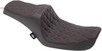 Drag Specialties Predator III Seat For Harley Davidson FXD 1340 1996-1998 Red Stitching Double Diamond - Black Red