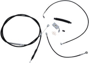LA Choppers Standard Complete Black Vinyl Braided Handlebar Cable/Brake Hose Kit For Harley Davidson FLDE 1750 ABS 2018-2020 30.5 cm - 35.5 cm (12" - 14") - Black/Clear-Coated