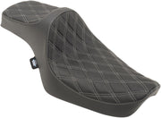 Drag Specialties Predator III Seat For Harley Davidson XL 1200 C 1996-2003 Silver Stitching Double Diamond - Black Silver