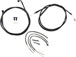 LA Choppers Complete Midnight Braided Handlebar Cable/Brake Hose Kit Non-ABS For Harley Davidson FLDE 1750 ABS 2018-2020 30.5 cm - 35.5 cm (12" - 14") - Black/Clear-Coated