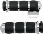 Avon Grips 3-Ring Velvet Air Grips With Throttle Boss For Harley Davidson FLD 1690 2012-2013 - Black Chrome