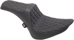 Drag Specialties Predator III Seat For Harley Davidson FLST 1340 1987-1990 Silver Stitching Double Diamond - Black Silver