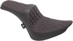Drag Specialties Predator III Seat For Harley Davidson FLST 1340 1987-1990 Red Stitching Double Diamond - Black Red