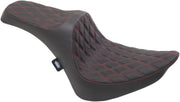 Drag Specialties Predator III Seat For Harley Davidson FLST 1340 1987-1990 Red Stitching Double Diamond - Black Red