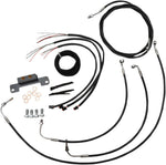 LA Choppers Complete Black Vinyl Braided Handlebar Cable/Brake Hose Kit Non-ABS For Harley Davidson FLHR 1750 2017-2019 45.5 cm - 51 cm (18" - 20") - Black/Clear-Coated
