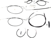 LA Choppers Complete Black Vinyl Braided Handlebar Cable/Brake Hose Kit For Harley Davidson FLS 1690 2015 30.5 cm - 35.5 cm (12" - 14") - Black/Clear-Coated