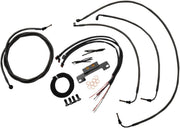 LA Choppers Complete Midnight Braided Handlebar Cable/Brake Hose Kit For Harley Davidson FLHR 1750 2017-2019 45.5 cm - 51 cm (18" - 20") - Black/Clear-Coated