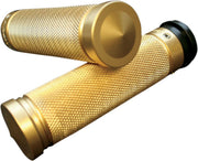 Accutronix Brass Knurled Custom Grips For Harley Davidson FLDE 1750 2018-2020 Diamond Knurled - Polished