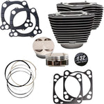 S&S Cycle 132" Big Bore Cylinder Kit For Harley Davidson FLDE 1750 ABS 2018-2020 - Highlighted Fins/Wrinkle Black