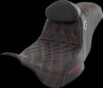 Saddlemen Pro Series SDC Performance Grip Gripper Seat With Backrest For Harley Davidson FLHFB 1868 ABS 2023 - Black/Burgundy