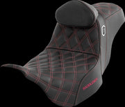Saddlemen Pro Series SDC Performance Grip Gripper Seat With Backrest For Harley Davidson FLHFB 1868 ABS 2023 - Black/Burgundy