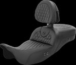 Saddlemen Honeycomb Roadsofa Seat With Backrest For Harley Davidson FLH 1868 2021 - Black (Driver Seat Length: 44.5 cm)