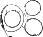LA Choppers Standard Stainless Braided Handlebar Cable/Brake Hose Kit For Harley Davidson FLHR 1750 ABS 2021-2022 45.5 cm - 51 cm (18" - 20") - Clear-Coated
