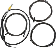 LA Choppers Complete Midnight Braided Handlebar Cable/Brake Hose Kit For Harley Davidson FLH 1868 ABS 2021 30.5 cm - 35.5 cm (12" - 14") - Black/Clear-Coated