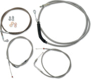 LA Choppers Standard Stainless Braided Handlebar Cable/Brake Hose Kit For Harley Davidson FXST 1450 2000-2006 38 cm - 43 cm (15" - 17") - Clear-Coated