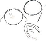 LA Choppers Complete Black Vinyl Braided Handlebar Cable/Brake Hose Kit Non-ABS For Harley Davidson FLDE 1750 ABS 2018-2020 30.5 cm - 35.5 cm (12" - 14") - Black/Clear-Coated