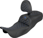 Saddlemen Extended Reach RoadSofa Tri Gripper Seat For Harley Davidson FLH 1868 ABS 2021 - Black/Blue