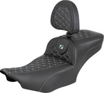 Saddlemen Roadsofa Extended Reach Seat With Backrest For Harley Davidson FLHX 1923 ABS 2024-2026 Gripper - Black/Silver