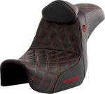 Saddlemen Pro Series SDC Performance Black Gripper Lumbar Grip Seat With Backrest For Harley Davidson FLD 1690 2012-2013 - Black/Red