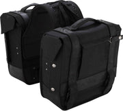 Burly Throw Over Leather Saddlebag Set - Black