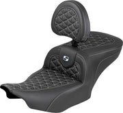Saddlemen Roadsofa Standard Reach Seat With Backrest For Harley Davidson FLHX 1923 ABS 2024-2026 Gripper - Black/Silver