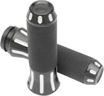 Drag Specialties Custom Grips For Harley Davidson FLHR 1584 2008 - Black Re-Silver