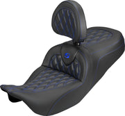 Saddlemen Roadsofa Carbon Fibre Seat For Harley Davidson FLH 1868 ABS 2021 Carbon Fiber Weave - Black/Blue